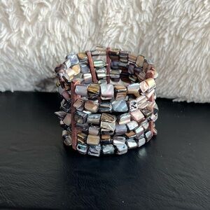 Vintage Abalone Natural Shell Cuff Bracelet